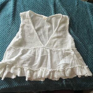 White Textured Sleeveless Top